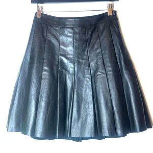 ❗️Halogen Leather Pleated Black Flare Skirt Size 0